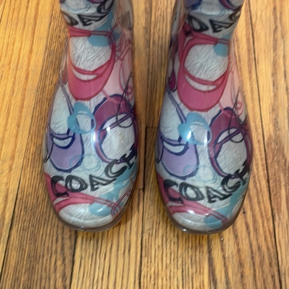 Coach Poppy Rain Boots Signature Monogram Multi-Colored Size 6 - Picture 3 of 9